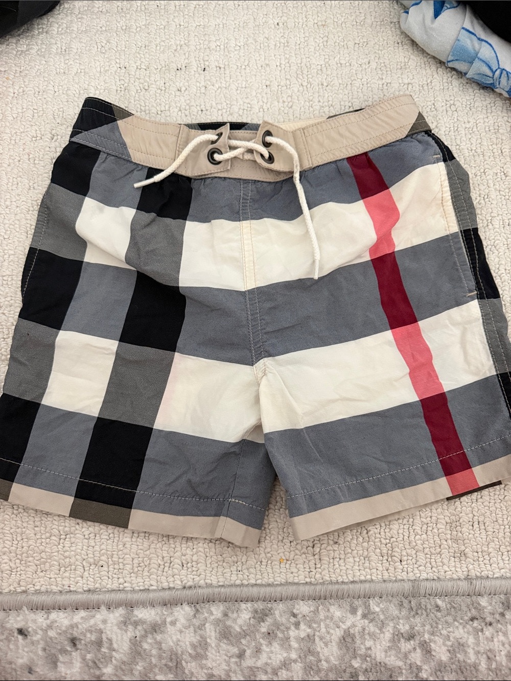 Burberry boy 4t Checked Swim Shorts with Red Accent